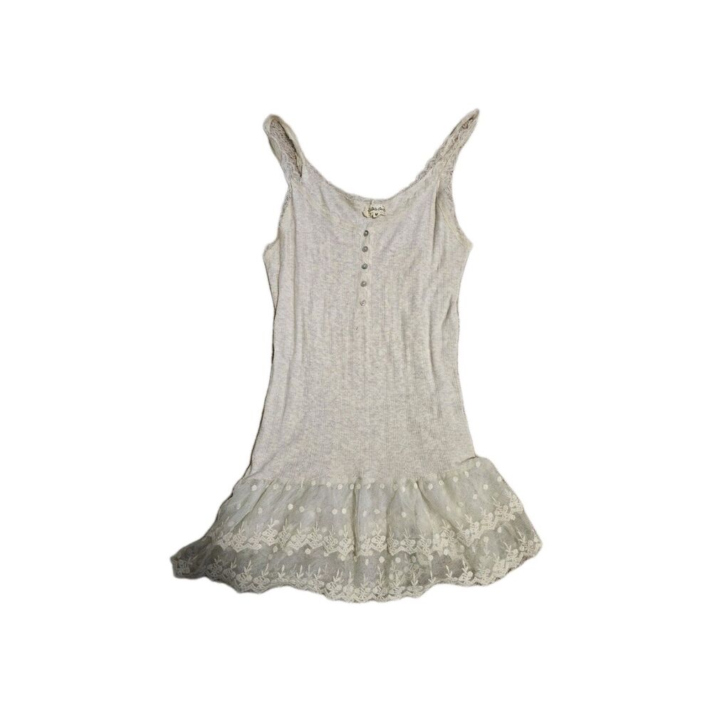 Anthropologie Lilis Closet Cream babydoll tank with lace detail  Size Medium
